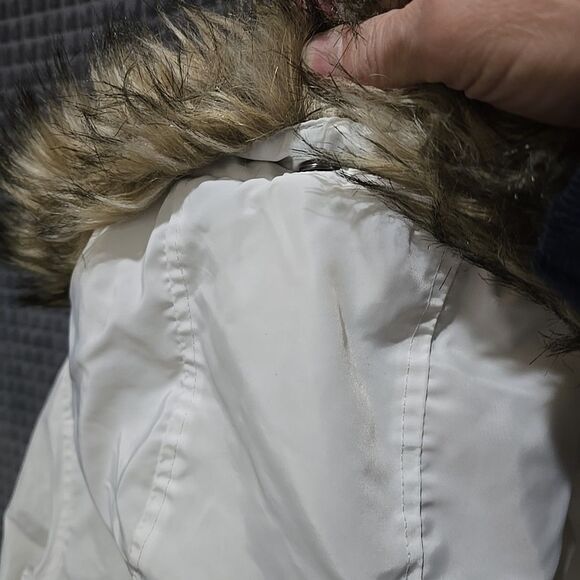 White Hooded Insulated Jacket Coat XL Fur Trim Zip Pennylane Ski Puffer Preppy - Picture 12 of 16